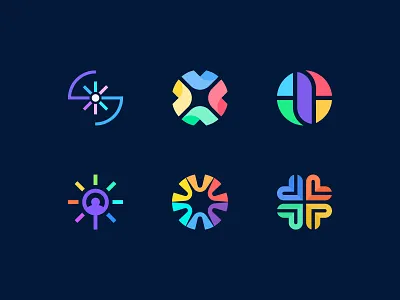 Colorful Logomarks brand branding circle colorful design heart icon light logo logodesign logomark minimal s letter shine smart logo v letter