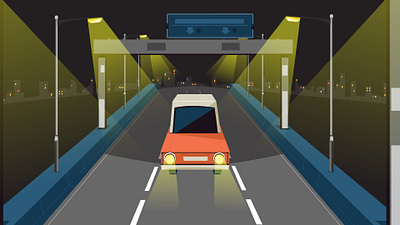 Car on highway | Hong Kong aftereffects animation car characterdesign city highway hongkong illstration lamp motiongraphics night shortfilm sign streetlamp styleframe vector