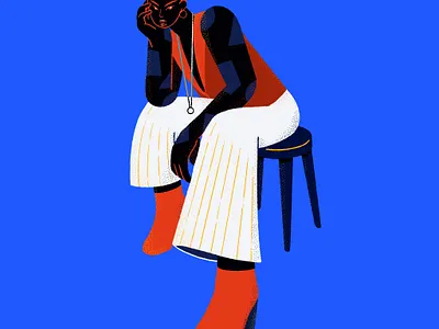 badass woman sit on a chair black woman chair characterdesign illustration pose siting woman woman illustration