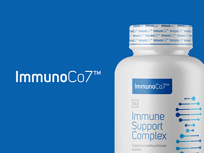 ImmunoCo7 bottle label branding clean corporate identity immune system logos minimalist package design typography