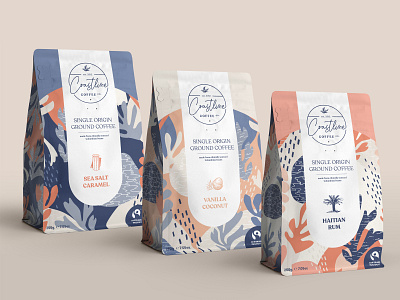 Coffee Packaging coastal coffee coffee packaging flat illustration nautical package design packaging pattern pattern design surface design surface pattern