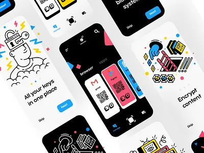 Keychain manager app concept app design appdesign concept encrypt illustraion keychain manage minimal mobile password password manager qr code