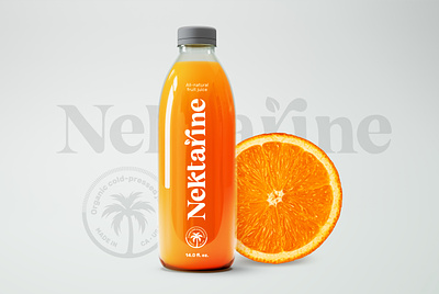 Nektarine Logo bar branding corporate design design graphic emblem fruit graphic graphic design healthy identity juice logo logo design nectarine nektarine orange palm tree smoothie tropical