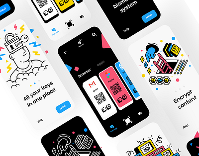 Keychain manager app concept app design appdesign concept encrypt illustraion keychain manage minimal mobile password password manager qr code