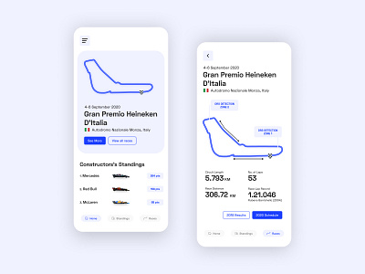 The First Corner - A Formula 1 concept app app card concept figma formula 1 italy laps mercedes mobile race racetrack racing ui