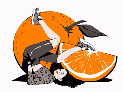 Orange Vibes Illustration colors design design studio digital art digital artwork digital illustration digital painting fashion fitness fruit girl graphic design illustration illustration art illustrations illustrator orange posing procreate woman