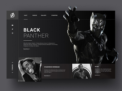 Black Panther landing page avengers avengersendgame blackandwhite blackpanther chadwick boseman design dribble shot landing page ui uiartist uidesign uiux webdesign