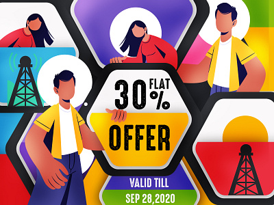 Offer Banner art brand branding design flat illustration offer offering offers typography ui ux vector website