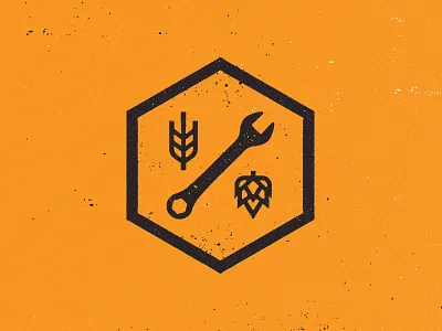Beer Engineers beer brewery engineers grunge hops logo symbol vintage wheat wrench