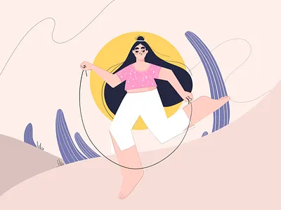 The Jump Ropes 2d art 2d illustration bright color character characterdesign cute cute character cute girl cute illustration digital art digital illustration flat color flat design flat illustration illustration vector vector art vector character vector illustration woman illustration