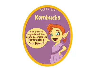 Kombucha label happy elf