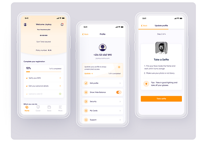 Tangerine Insurance App design finance ui ux