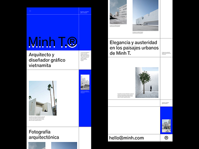 Minh T. Portfolio Website architecture editorial design layout minimal modern modern resume photographer photography portfolio portfolio design portfolio site portfolio website typedesign typeface typography web design website whitespace