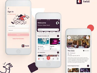 Twist - Venue Booking App app dribbble shot ui ux