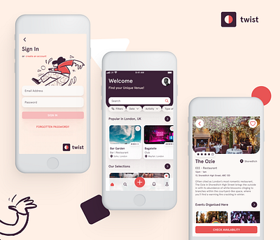 Twist - Venue Booking App app dribbble shot ui ux