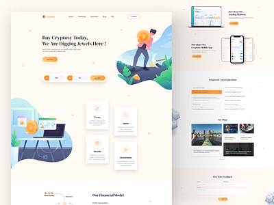 Crypto Currency Web UI adobe xd crypto crypto currency design landing landing page landing page design new design template trending trendy ui design visual design web design website webui