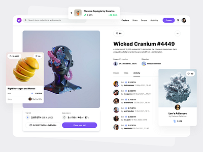 Live Auction and Art Details for NFT Marketplace app art auction blockchain crypto graphic design marketplace nft nfts product design resources saas store template token ui ui design ui kit user interface ux