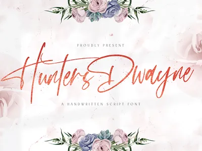 Hunthers Dwayne - Handwritten Font bold brush calligraphy elegant handlettering handwritten handwritting ligatures lovely modern script stylish vintage whimsical