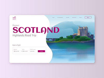 Travel to Scotland landing page design designer digital art digital painting graphic design graphic designer highlands illustration illustrator landing page procreate product design scotland travel ui uidesign uidesigner ux webdesign webdesigner