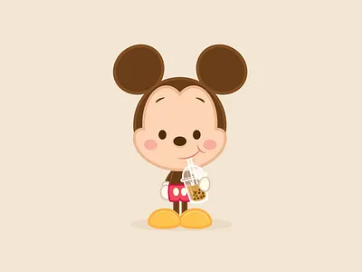 Boba Mickey adobe illustrator character design cute disney illustration jerrod maruyama jmaruyama kawaii mickey mouse vector