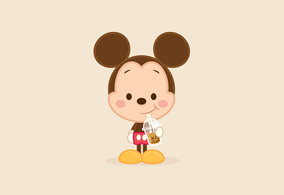 Boba Mickey adobe illustrator character design cute disney illustration jerrod maruyama jmaruyama kawaii mickey mouse vector