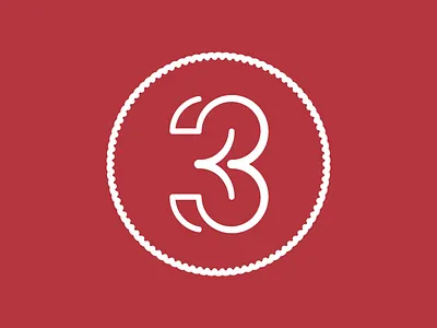 Three 3 icon illustration line art lines number three