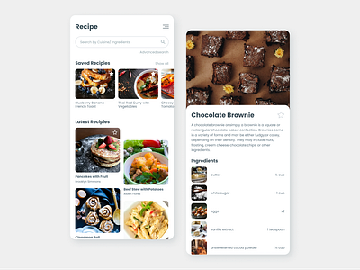 Daily UI:: 040 - Recipe app dailyui design food food app mobile recipe ui