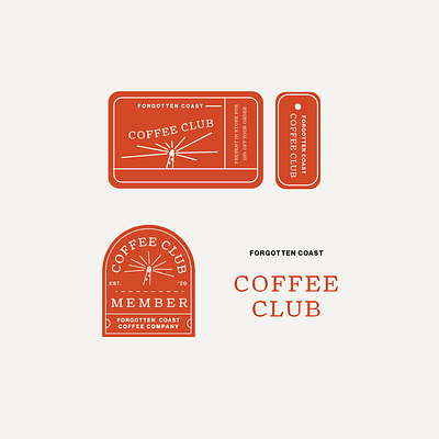 Forgotten Coast Coffee Club badge design brand design branding club coffee club coffee design identity design membership card