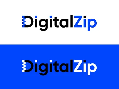 DigitalZip blue branding concept digital document identity logo mark vector zip zipdocument zipper