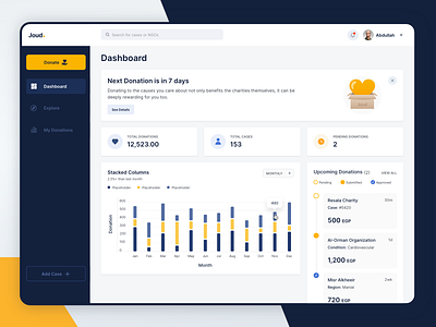 Joud Donor Dashboard case charity clean design donation interface ngo ui ux website