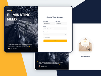Joud Registration cases charity clean donate donation interface invitation needs ngo ui website