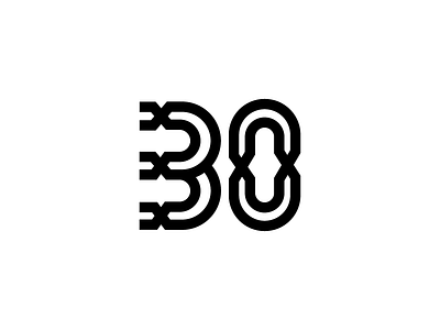 years of connection 30 blackandwhite branding design icon isotype logodesign number numbers thirty three vector zero