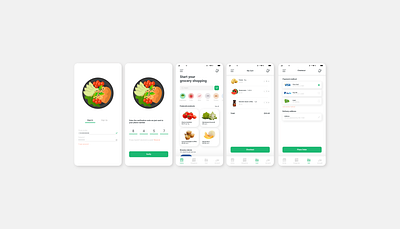 Grocery shopping app grocery app grocery list grocery online grocery store mobile app mobile app design online shopping online store payment method product catalog product design product details product list product page registration shopping app shopping cart sign in sign up verification