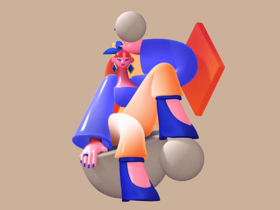 Lady in Spline 3d 3d illustration 3d web cgi design digital art girl glb illustration motion design mouse hover spline ui ui design web web 3d