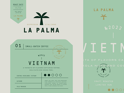 Packaging design for La Palma brand identity branding coffee coffee packaging emblem espresso label label design logo logotype packaging packaging design stamp