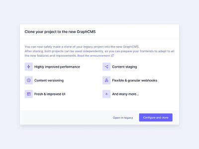 Migration Tools clone cms dialog icons illustration inter modal remix web app web design