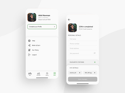 Profile & more section ( light theme ) adobexd app app design booking app design escooter interface location micromobility minimal mobile mobility profile page ui ui design uiux