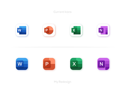 Office Icons Redesign - Microsoft app icon designs app icons brand designer creative designs creative work graphic designer icon concepts icon designs icon redesign logo designer microsoft microsoft excel microsoft icons microsoft office microsoft office 365 microsoft office 365 icons microsoft onenote microsoft powerpoint microsoft word redesign concept