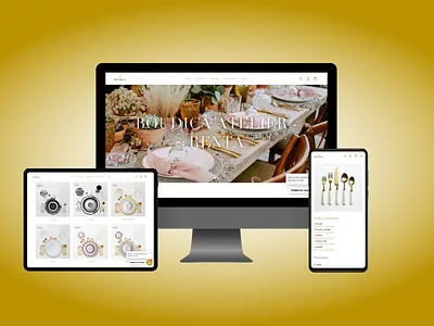 Boudica Atelier - Event Serveware Rental app boudica branding design dev development ecommerce event figma logo mobile rental responsive serveware shopify ui ux web website wedding
