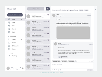 Email Client For Busy Entrepreneurs (Low-fi Wireframe) email client low fi wireframe product design ui wireframe
