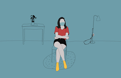 i can be whoever i want to be with my mask on app art design face mask flat girl girl character girl illustration illustration illustrator mask minimal red vector web yellow