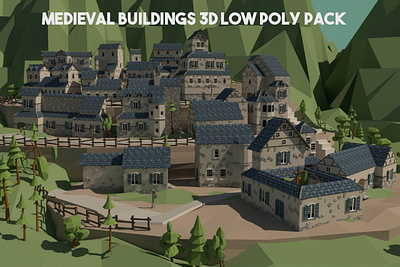 Medieval Buldings 3D Low Poly Pack 3d bulding game assets gamedev low poly low poly lowpoly lowpolyart medieval