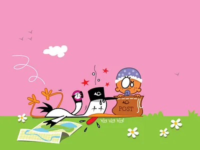 you've got baby mail! baby babygirl birth birth announcement birth invitation birthday card girl illustration mail pink stork welcome little girl!