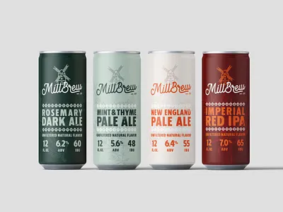 MillBrew Beer Cans Design 3d beer beer branding beer can beer label bottle label brand identity branding design illustration logo logo design packaging packaging design photoshop