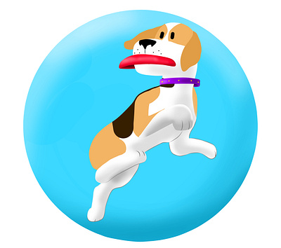 Dog catching a disc illustration