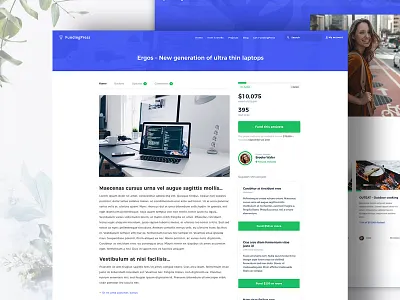Project Page of Crowdfunding Premium WordPress Theme blue blue and white charity clean creative design crowdfunding crowdfunding campaign indiegogo kickstarter project project page projects website wordpress wordpress theme