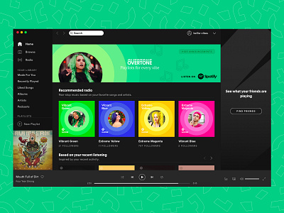 Spotify Playlists, Overtone bottle design brand design brand partnership branding color color playlist conditioner design ecommerce haircare identity logo music overtone package design packaging playlist art playlists spotify ux