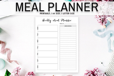 Free Minimal Meal Planner Printable Template creative design font meal tracker modern premium