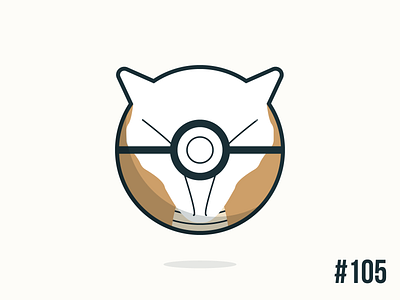 Pokéballday #105 Marowak Ball clean illustrator marowak nintendo pokeball pokeballday pokemon pokéball pokéballday pokémon vector