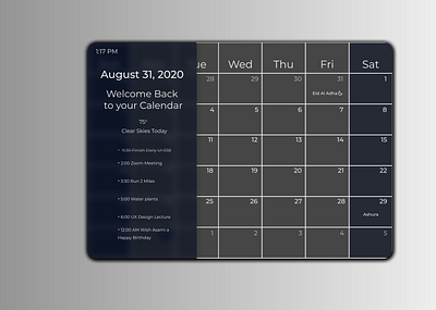 Daily UI 038 august blue calendar app calendar design calendar ui calender clean clean calendar clean ui daily ui daily ui 038 daily ui 38 dailyuichallenge desktop desktop app desktop ui gray minimal navy blue simple